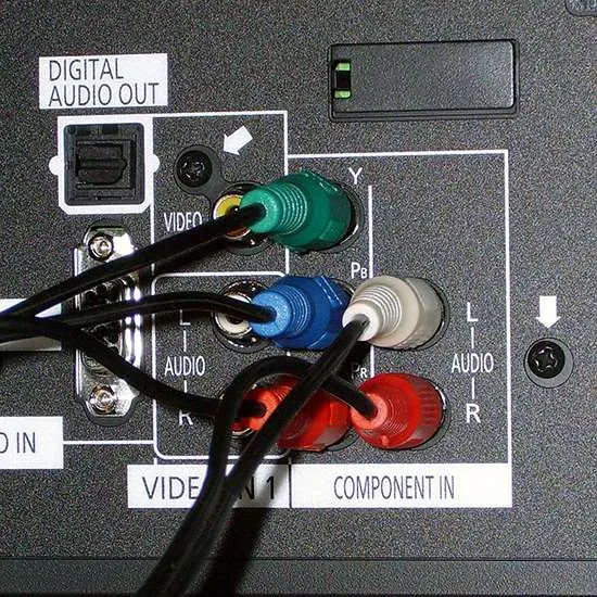 Cables connected to the back of home electronics before a move